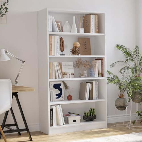 Farini 60 Inch Tall Bookcase,5 Shelf Bookshelves,Adjustable Bookshelf for Home Office,White - color: White, size: 5 shelf