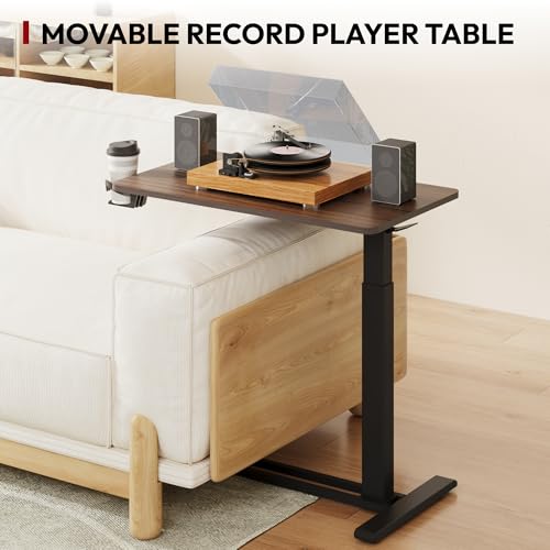 SANODESK 32'' Mobile Standing Desk with Hidden Wheels,Pneumatic Laptop Desk | Computer Cart Movable Height Adjustable Table Small Sit Stand Desk for Home Office Hospital Use,31.5"W x 17.7"D,Black Walnut - color: Black Walnut, size: 32x18