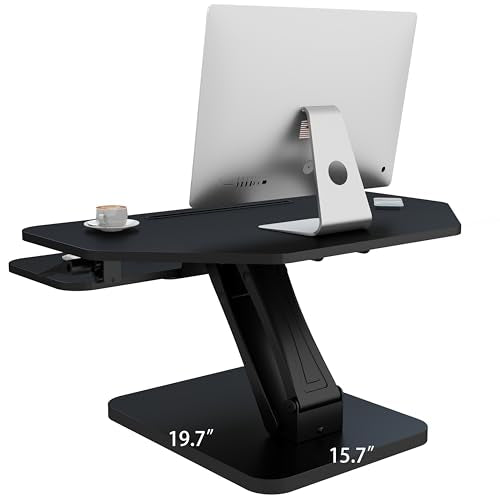32 inch Corner Standing Desk Converter, Height Adjustable Sit Stand Desk Riser with Keyboard Tray, Black, GSD76