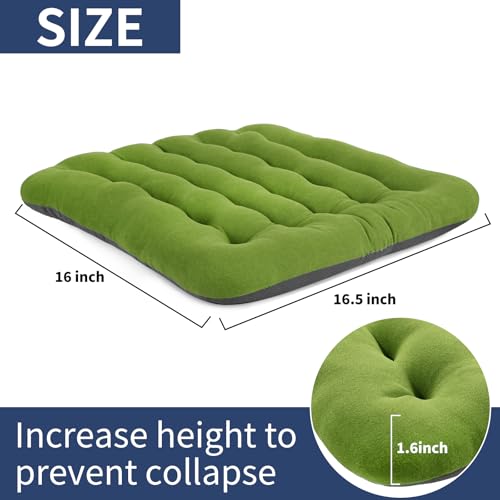 BUYUE Good Support Office Chair Cushion Padded, Soft Velvet Comfortable Non-Slip Seat Cushion for Computer Desk Kitchen Chair (1 Count, Green) - color: Green