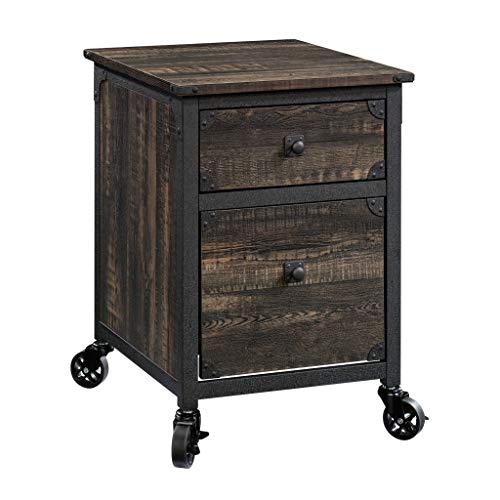 File Pedestal with 2 Drawers, Dark Oak Finish Mobile Storage Cabinet for Letter Size Files, Office Organization with Smooth Glide Drawers and Casters (20.87" x 23.86" x 26.58")