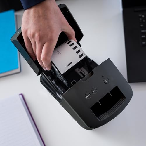 Brother QL-600 Desktop Monochrome Label Printer, up to 2.4" Label Width, No Ink Required, uses Genuine DK Drop-in Rolls for Fast Labeling and Easy Integration with Microsoft Applications - size: 2.4" Label Width
