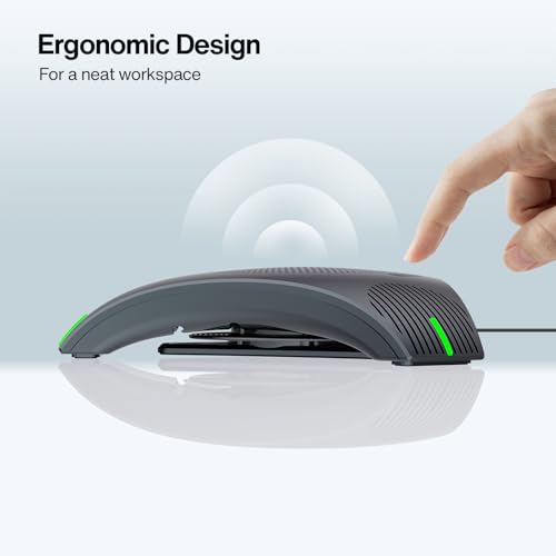 Conference Speaker and Microphone, USB Speakerphone with 360° Omnidirectional Voice Pickup, Smart Voice Enhancement, Hi-Fi Sound, Echo & Noise Reduction for Business, Home Office, Online Meeting