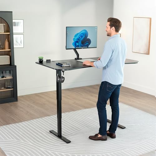 VIVO Black Carbon Fiber 63 x 32 in Standing Desk, DESK-KIT-2EBR - color: Carbon Fiber Top / Black Frame, size: 63 x 32 inch