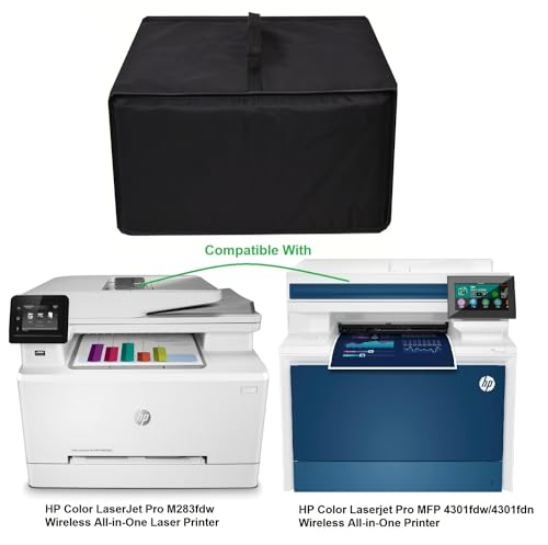 Heavy Duty Antistatic Waterproof Nylon Fabric Printer Dust Cover sleeve,Compatiable with HP Color LaserJet Pro M283fdw/MFP 3301fdw/MFP 4301fdw/4301fdn Wireless All-in-One Laser Printer (Black) - color: Black