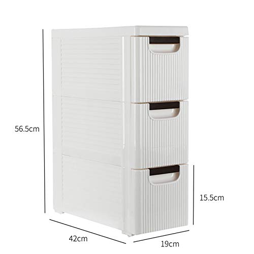 3-Drawer Rolling Cart Organizer Unit with Wheels Narrow Slim Container Storage Cabinet for Bathroom Bedroom Bookshelf Closet Organizers Book Shelf Bookcase