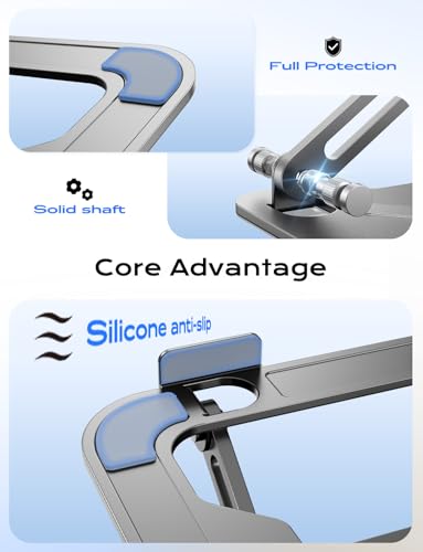 JCZT Adjustable Laptop Stand for Desk, Metal Foldable Laptop Riser, Grey | Ergonomic Portable Laptop Stand, Ventilated Cooling Computer Notebook Holder for MacBook Air Pro, All 10-16'' Laptops - color: Grey