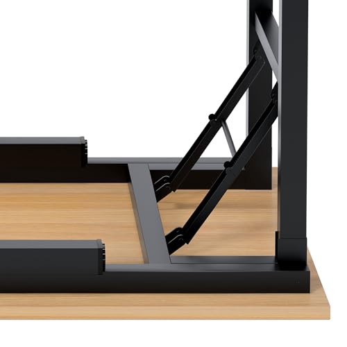 Need Office Computer Desk 39.3 Inch Sturdy Folding Laptop Table Teak | Black Frame Writing Gaming Work Table/Foldable Home Office Desk/Sewing Table, No Assembly Required - color: Teak & Black Frame, size: 39inch