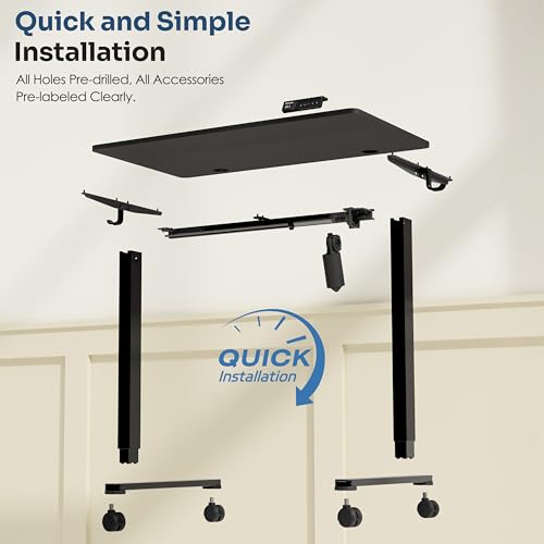 Monomi 35"x20" Small Electric Standing Desk,Whole Piece Desktop,Black - color: Black, size: 35x20