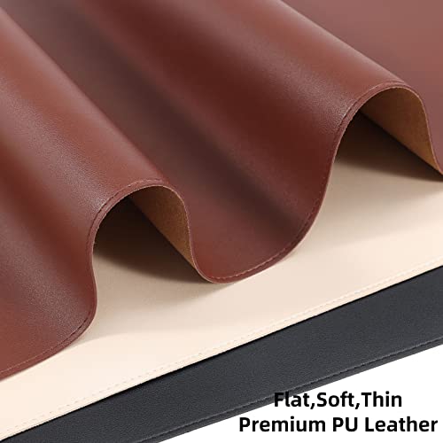 Wolaile PU Leather Desk Pad Blotter 27x13 inches,Non-Slip Base Waterproof Surface Office Desk Mat,Large Computer Mouse Pad,Old Desktop Cover Decor,Brown - color: Brown, size: 13" x 27"