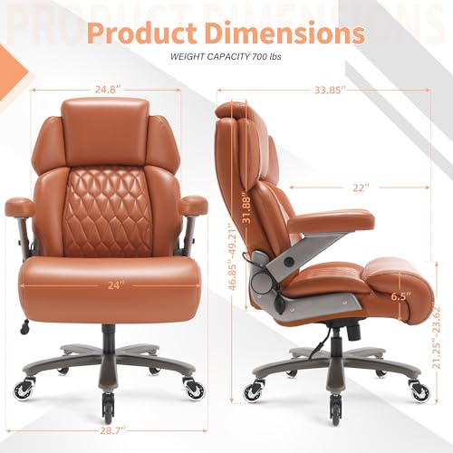 Big and Tall Office Chair 700lbs, Ergonomic High Back Computer Desk Chair - color: Gold Brown
