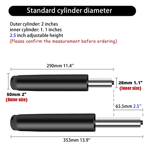 2.5 inch Office Chair Gas Lift Cylinder-Office Chair Replacement Parts,Heavy Duty Office Chair Base Replacement