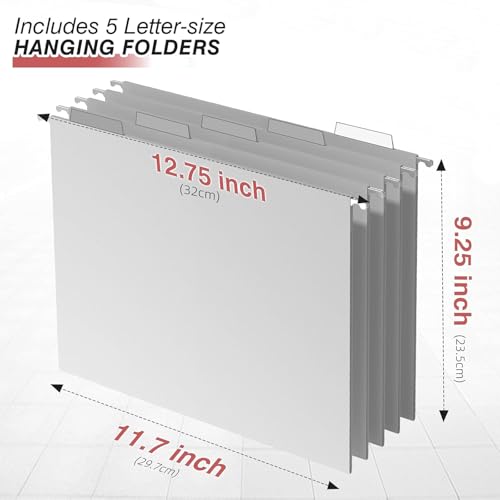 Sinboun Hanging File Organizer Includes 5 Hanging Folders for Office, Pink - color: Pink