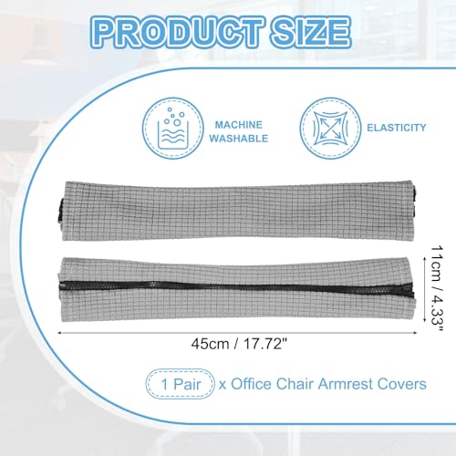 PATIKIL 18x4.3in Office Chair Armrest Covers, 1Pair, Light Gray - color: Light Gray, size: 18"