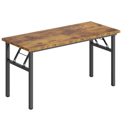 Need Home Office Desk - 62 Inches Large Computer Desk Sturdy Black Table Foldable Desk Gaming Computer Table No Assembly Required Rustic Brown AC5FB(157.5 * 60) | Black Frame Writing Gaming Work Table/Foldable Home Office Desk/Sewing Table, No Assembly Re