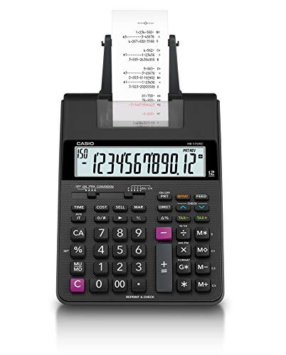 Casio HR-170RC Printing Calculator – 12-Digit Display | 2-Color Print, Reprint & Correction | Ideal for Bookkeeping, Accounting & Tax Work - size: Small