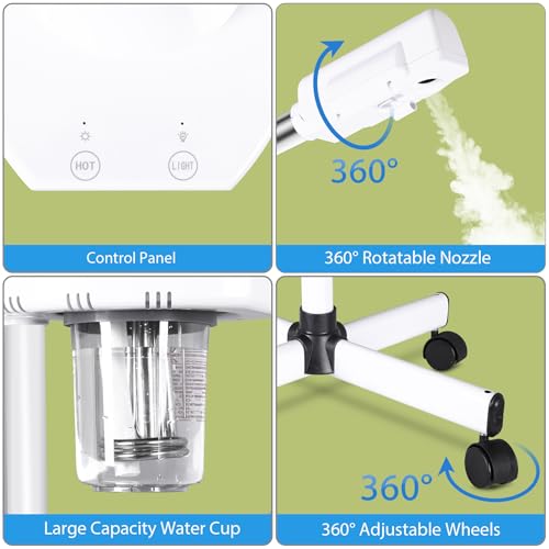 2 in 1 Facial Steamer 5X Magnifying Lamp - Hot Ozone Spa Machine, Mist Face Salon Beauty Skin Care Equipment - size: 2 in 1 Facial Steamer