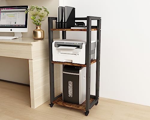 Natwind 3-Tier Tall Printer Stand,Shredder Stand Computer Host Holder,Retro - color: Retro