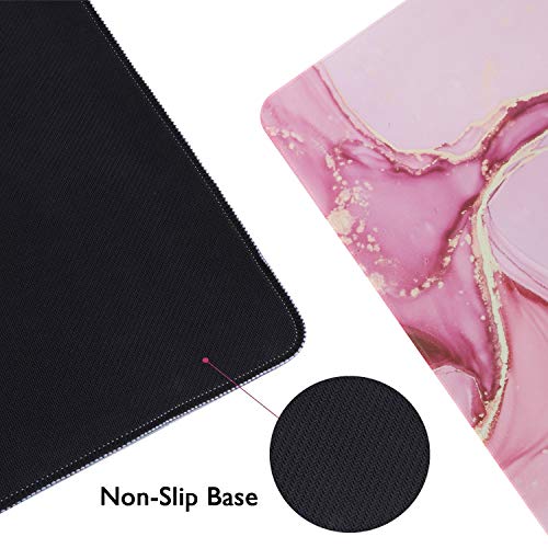 iCasso Extended Gaming Mouse Pad 35.4x15.7in Desk Pad,Glitter Marble | Non-Slip Rubber Base Mousepad with Stitched Edges, Waterproof Keyboard Mouse Mat Desk Pad for Work Office Game Home, - color: Glitter Marble
