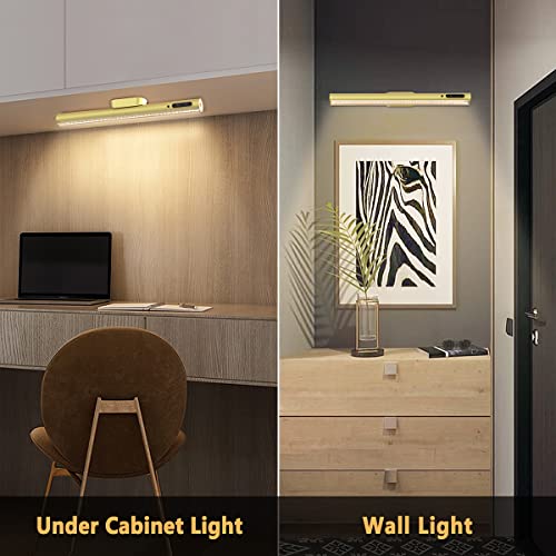 Hapfish Battery Powered Operated Wall Strip Lights, Magnetic LED Light Bar - color: Gold, size: Without Motion Sensor