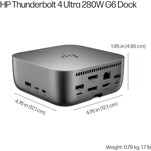 HP 280W Thunderbolt 4 Ultra Dock Port Replicator Bundle w/DKZ Hub (Universal Thunderbolt/USB-C Docking Station, Single Cable for Charging, Data Transfers to Any Brand Laptop) - style: 280W Thunderbolt 4