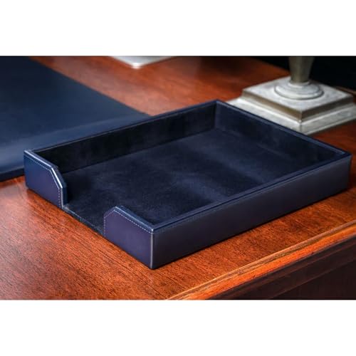 DACASSO Bonded Leather Desk Set - Luxury Leather Desk Pad & Desk Organization Essentials (Navy Blue, 3 Piece) - color: Navy Blue, style: 3 Piece