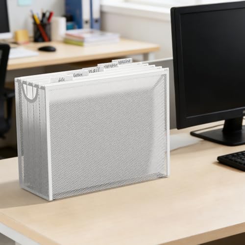 Sinboun Hanging File Organizer Includes 5 Hanging Folders for Office, White - color: White
