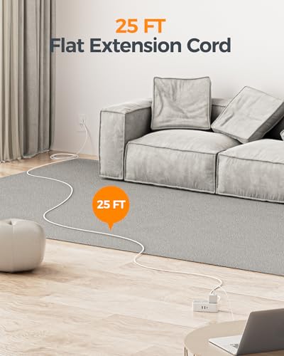 TESSAN Extension Cord 25 FT, Power Strip with 900J Surge Protection, Grey | 4 AC Outlets 1 USB C and 2 USB A Ports, Flat Plug, Multiple Wall Outlet Extender Suitable for Office Dorm - color: Gray, size: 25 FT (1 USB-C, 2 USB-A)