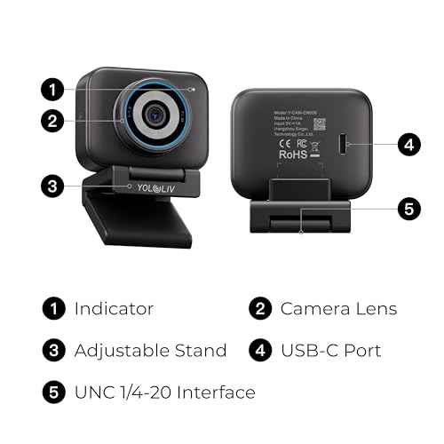 YoloLiv YoloCam S3, 4K Streaming Webcam | 1/1.3'' Sensor,DSLR-Like Control, Cinematic Effects,4X Zoom, HDR,Uncompressed Video,Optimized PD AutoFocus