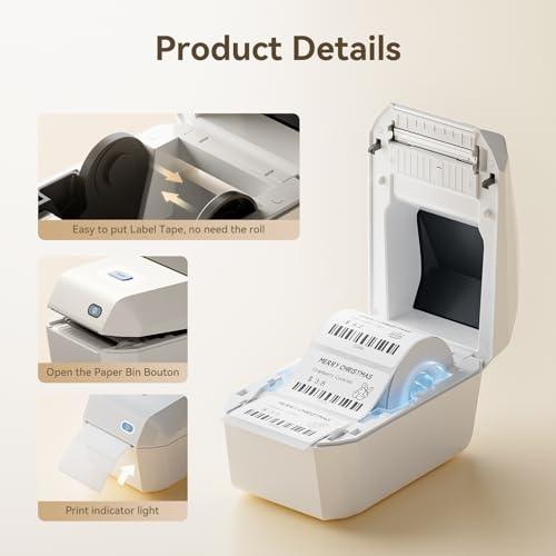 NIIMBOT K3 Desktop Label Printer, 3 Inch,180mm/s High Speed, White | Support Bluetooth and USB Connection, Come with 1 Roll Tapes, Thermal Label Maker for Small Business and Home Office - color: White