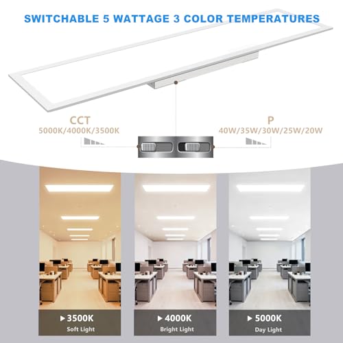 1x4 LED Panel Lights 2Pack,Up to 6000 Lumens,AC120-277V | 5Power Options (20–40W),3CCT Choices (3500–5000K),0-10V Dimmable,ETL&DLC for Office Commercial Drop Ceiling - size: 1x4-2Pack