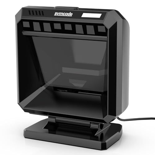 Symcode Automatic Omnidirectional Desktop 2D QR Barcode Scanner, Hands-Free USB Wired Barcode Reader, 1D 2D Bar Code Image Sensing for Warehouse, Supermarket, Retail Store, Bookstore