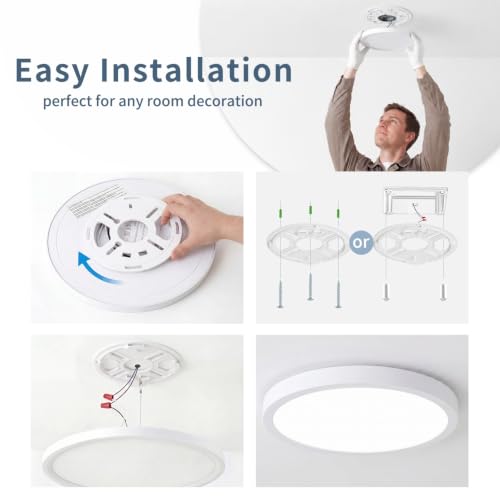 2 Pack 7.1 inch LED Flush Mount Ceiling Light, 5CCT&15W(White) | 1500Lm,0.67 Ultra Thin, Low Profile,Round Ceiling Light Fixture for Living Room,Bedroom, Kitchen, Closet, Hallway,Hallway - color: White, size: 7.1"-2pack
