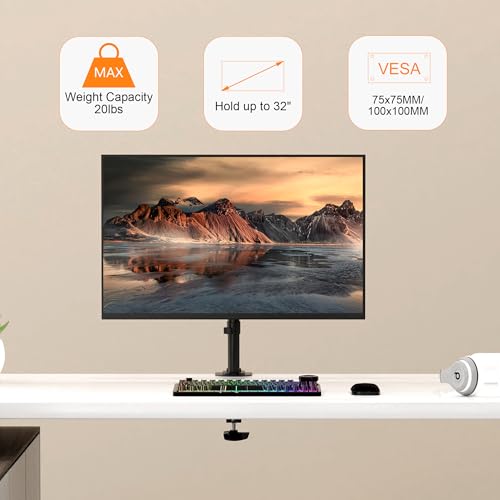 Pholiten Single Monitor Stand, 13-32 Inch, Black - color: Black, size: 13-32" Single monitor mount