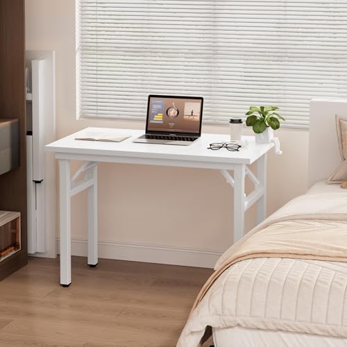 Need Small Folding Computer Desk, 39.4 Inch Writing Table, White - color: White, size: 39.4 inches