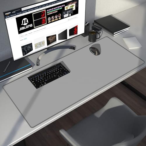 JIALONG Desk Mat - Large Desk Pad, Gaming Mouse Pad, Office Desk Protector with Anti-slip Base, Anti-wear Personalized Design, Mousepad in Mid-Grey - color: Grey