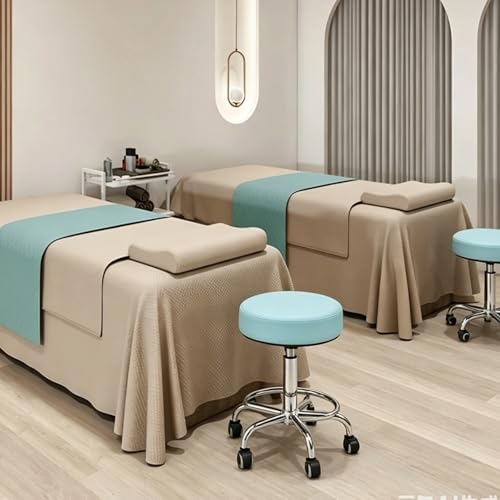 500lb heavy-duty Rolling Stool with Wheels,9.5cm thick Comfort cushion - color: Blue-2