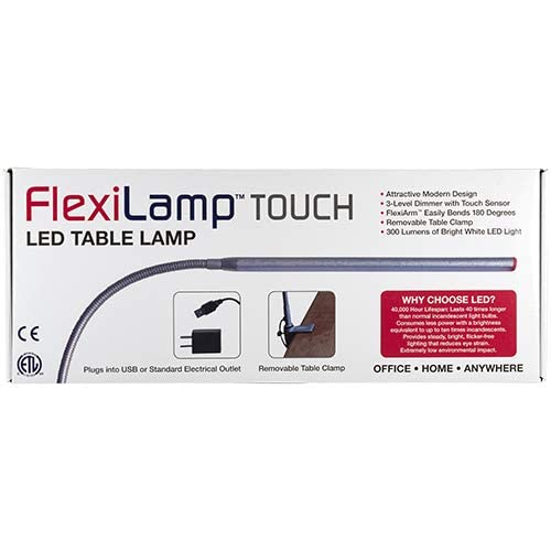 Americanails FlexiLamp Touch - LED Table Desk Lamp - Removable Clamp - Adjustable Lighting for Nail Stations - Manicure Table Light - Flexible Arm – 3 Brightness Levels - Touch Sensor - 300 Lumens - size: Standard