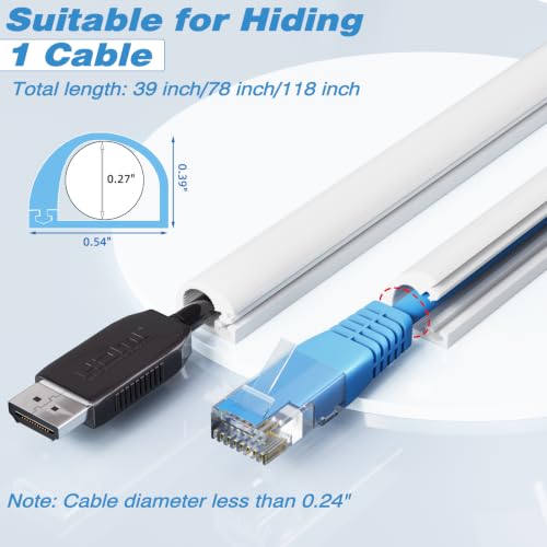 78" Silicone Cord Hider for 1 Cord,Flexible Side-Opening White Cord Covers - color: White, size: Small-78 Inch