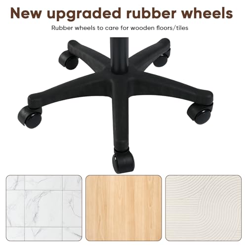 Ergonomic Adjustable Under Desk Footrest,Ottoman with Wheels | 500lbs|360° swivel Silent PU casters|Thick 2.36" Seat| Rolling Stool with Wheels for Massage,Salon,Spa,Clinic,Office,Home - color: Brown