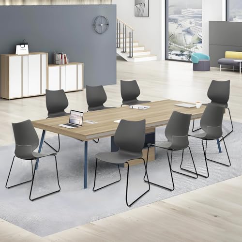 KLASIKA Stacking Waiting Room Chairs, Stacked Plastic Office Chair with Ergonomic Lumbar Support and Metal Legs for Conference School Church Guest Reception Set of 8, Grey - color: Lris_grey, size: 8 Pack