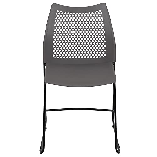 Flash Furniture Hercules Series Contoured Lobby Chairs with Air-Vent Honeycomb Backs, Ergonomic Stacking Chairs for Offices, Set of 5, Gray | Sled Base, Powder Coated, 661 LBS. Weight Capacity - color: Grey, size: Set of 5