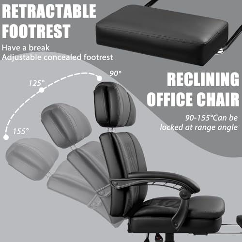 LEMBERI 400lbs Executive Big Office Chair, Tall Desk Chair with Footrest
