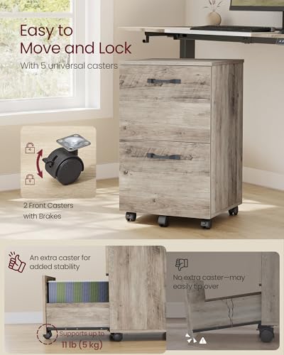 VASAGLE 2-Drawer File Cabinet, Small Rolling Filing Cabinet - color: Heather Greige, style: Classic