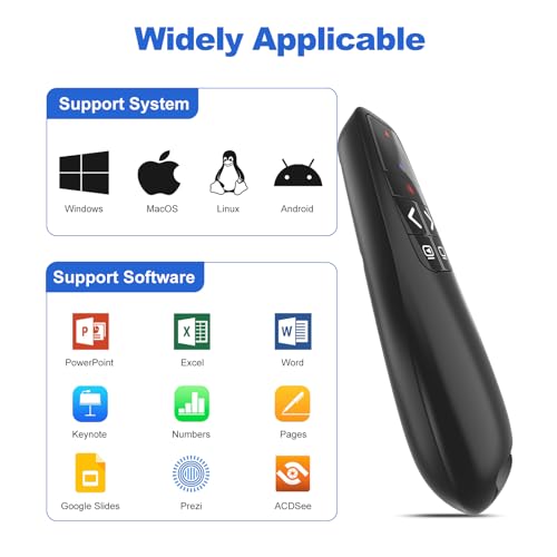 (2 Units) Presentation Clicker PowerPoint Presenter Remote: Laser Pointer Project Power Point PPT Clicker for Mac Laptop Office, Wireless Computer Clickers Slideshow Google Slide Advancer | 2‑in‑1 USB/Type C Receiver, Google Slide Advancer & Red Laser, Co