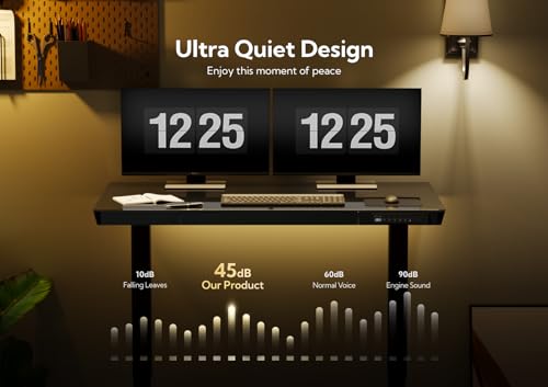Claiks Glass Standing Desk with Drawers & USB Ports 55x24 Inch, Black - color: Black, size: 55 inch