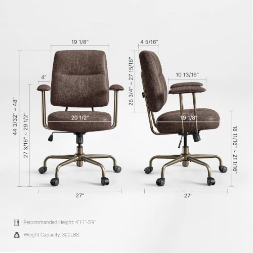 EUREKA ERGONOMIC Becky Suede Mid-Century Office Chair, Brown - color: Brown, size: Mid-Back