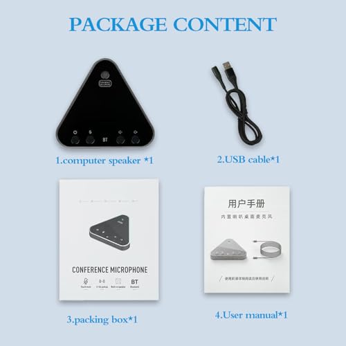Conference Speaker and Microphone, Bluetooth Speakerphone with 360° Voice Pickup, USB-C Plug & Play, Compatible with Leading Platforms for Personal Workspaces - style: Modern