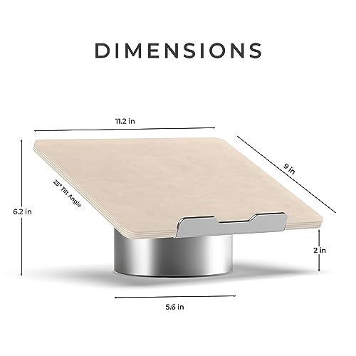 HumanCentric Laptop Riser for Desk, Maple Wood Top Space Gray Aluminum Base - color: Maple