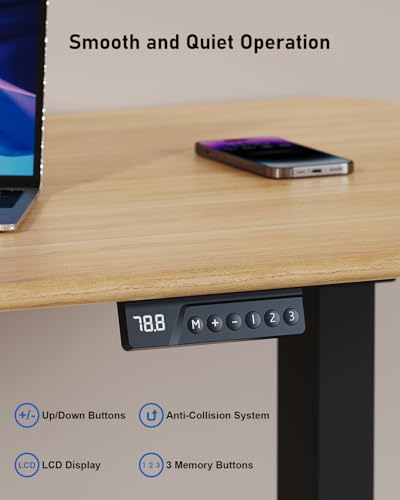 264 lbs Capacity Dual Motor Electric Standing Desk Frame, Height Adjustable Sit Stand up Desk Legs for 39.4” to 74.8” Desktop, Anti-Collision Function, Cable Tray, 2 Hooks, Black Frame Only - color: Black